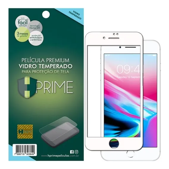 Película Hprime Vidro Colorglass 6d iPhone 8 Plus Branco Foto 1