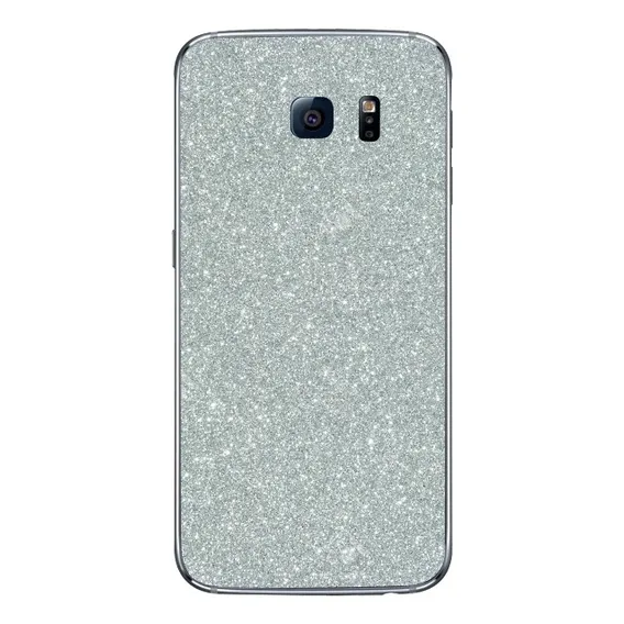 Pelicula Skin Adesivo Glitter Prata Galaxy S7 Edge Foto 1
