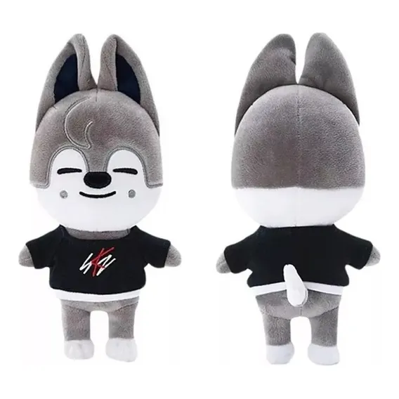 PelĂșcia Skzoo Personagem Wolf Chan Stray Kids Cartoon 20cm Cor Cinza Foto 1