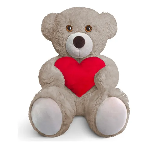 Pelúcia Urso Teddy Urso Pelucia 50cm Coração Aleplush avelã tamanho 50x27cm Foto 1