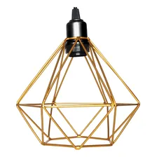Pendente Aramado Diamante + Lâmpada Retrô Lustre Dourado Foto mini 4