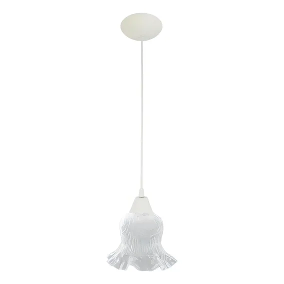 Pendente Branco Tulipa Caracol Transparente Art Pop Foto 1