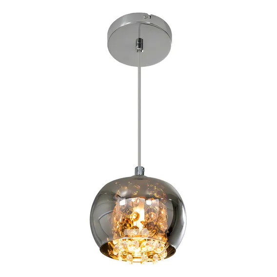 Pendente Cuba Cromada Cristal K9 Ø13cm Lavabo / Sala St1225 Voltagem 110v/220v (bivolt Foto 1