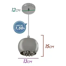 Pendente Cuba Cromada Cristal K9 Ø13cm Lavabo / Sala St1225 Voltagem 110v/220v (bivolt Foto mini 2
