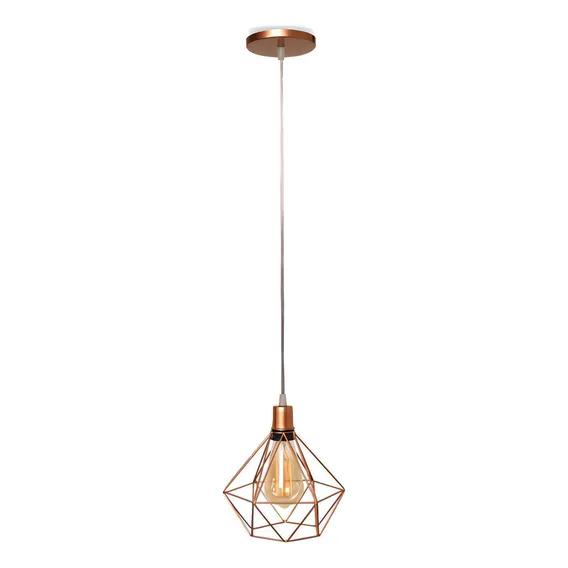 Pendente Diamante Aramado Rose Gold 110/220w Foto 1
