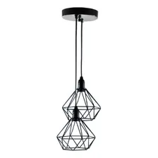 Pendente Diamante Duplo Aramado Preto Cabo Pp Canopla Reta Foto mini 1