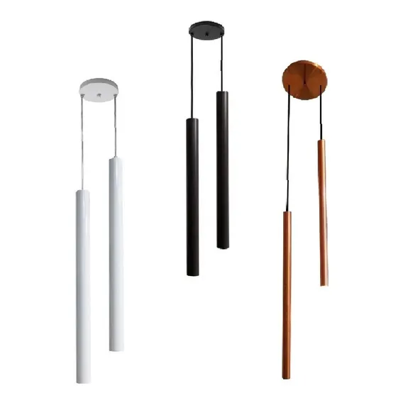 Pendente Duplo Tubo Cilindro AlumÃnio 50cm + Led 3,5w Estrutura Cobre Quente Foto 1