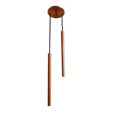 Pendente Duplo Tubo Cilindro AlumÃnio 50cm + Led 3,5w Estrutura Cobre Quente Foto mini 2