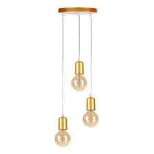 Pendente Fio Cabo 2metros E27 Base Tripla Vintage Industrial Estrutura Dourado Fio Cristal Foto  mini 1