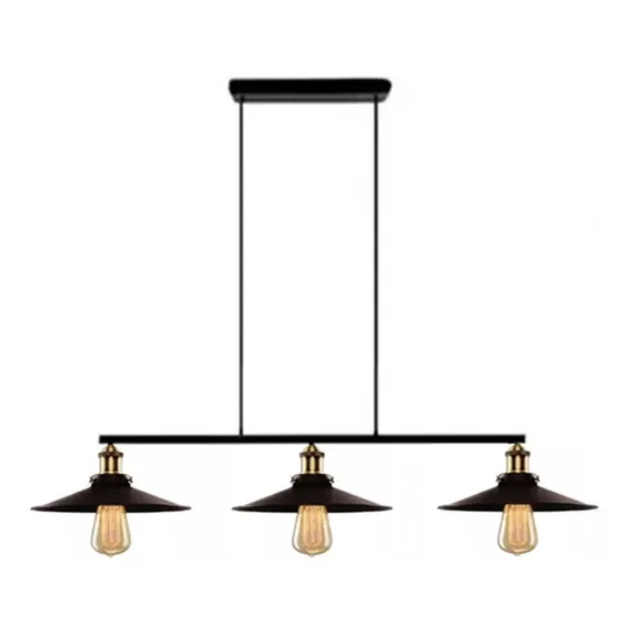 Pendente Industrial Trio 26cm Retro Vintage - Sem Lampada Estrutura Preto/ouro Velho 110v/220v Foto 1