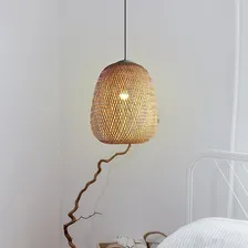 Pendente Lâmpada Led Rustico Lustre Pequeno Bambu Artesanal Estrutura Amarelo Foto mini 2