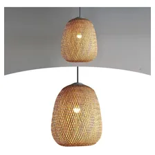 Pendente Lâmpada Led Rustico Lustre Pequeno Bambu Artesanal Estrutura Amarelo Foto mini 1