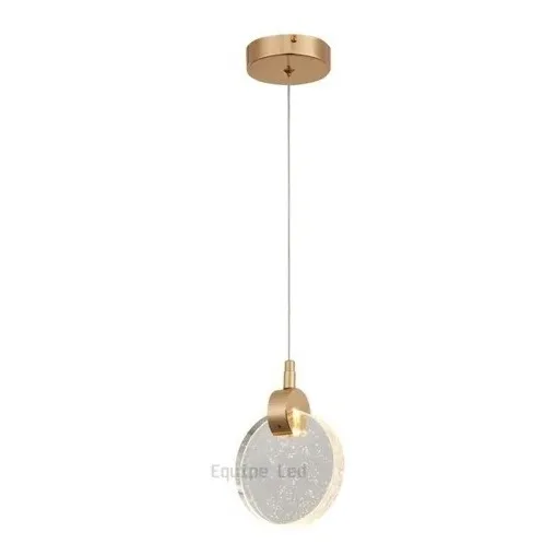 Pendente Luminária Cristal Bolhas Led 7w 3500k Led Estrutura Dourado Foto 1