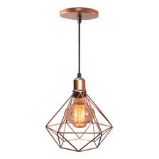 Pendente Luminária Lustre Aramado Diamante Canopla Cobre Foto mini 1