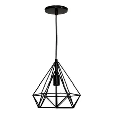 Pendente Luminária Lustre Aramado Diamante - Preto Foto  mini 1