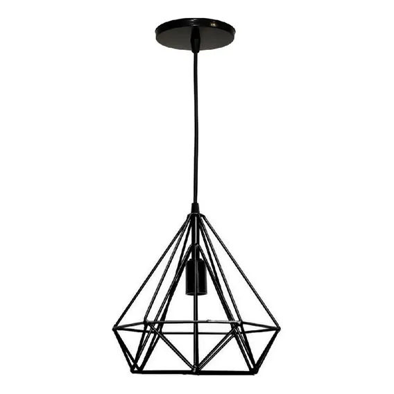 Pendente Luminária Lustre Aramado Diamante - Preto Foto 1