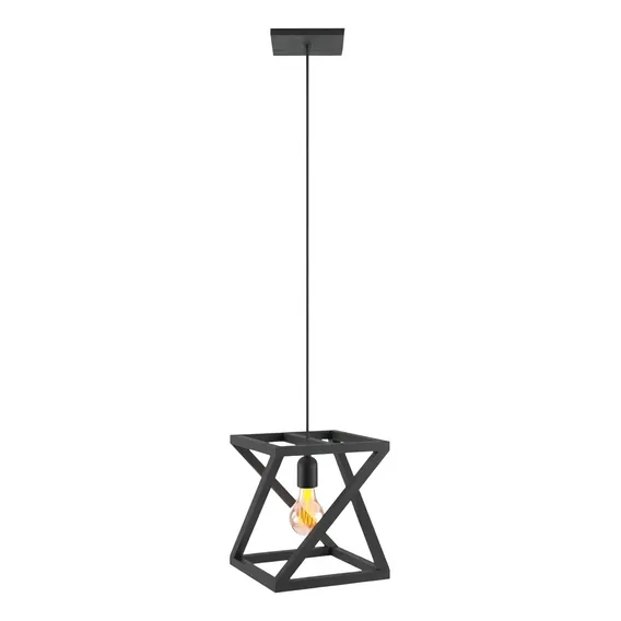 Pendente Luminária Quadrada Industrial Preto Foto 1