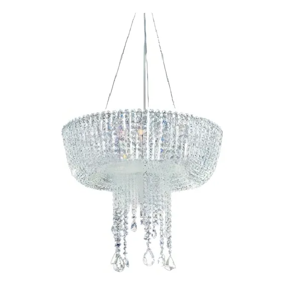 Pendente Lustre Em Cristal K9 Asfour Transparente Ø60cm 110V/220V (Bivolt) Foto 1