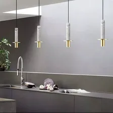 Pendente Lustre Mármore Branco E Dourado 110V/220V Foto mini 3