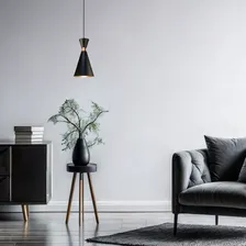 Pendente Lustre Mini Pequim 24cm Em AlumÃnio Preto Com Cobre Iluminar Ambiente Foto mini 4