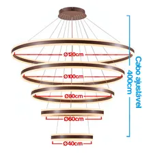 Pendente Lustre Pé Direito Duplo Metal Mansão Marrom Luxo Foto mini 4