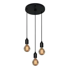 Pendente Lustre Retro 3 Fios Vintage Estrutura Preto 110V/220V Foto mini 1