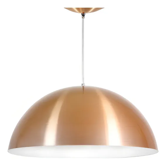 Pendente Meia Esfera 60cm Alumínio Cobre/Branco Foto 1