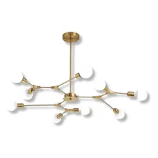 Pendente Molecula Moderno Sala Estar Com 9 Lampada 63w Preto Estrutura Dourado Bivolt Foto mini 1