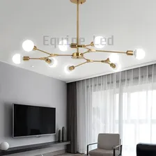 Pendente Molecula Moderno Sala Estar Com 9 Lampada 63w Preto Estrutura Dourado Bivolt Foto mini 4