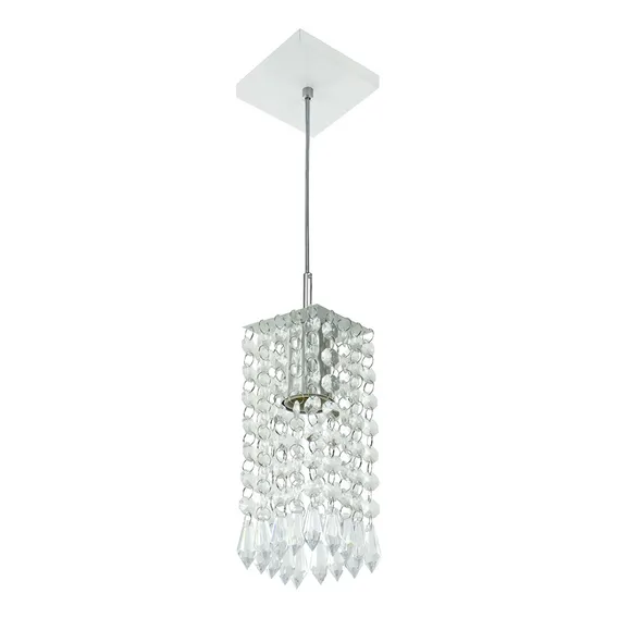 Pendente Quadrado Clearcrillic Cristal Acrílico Branco Foto 1