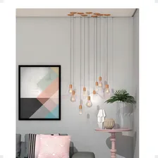 Pendente Retro Luminária Teto Lustre Soquete E27 Com Lâmpada Estrutura Cobre 110v Foto mini  2