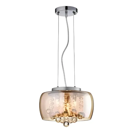 Pendente Soho 28cm 12cm Bella Iluminação Ambar Dourado Bivol Foto 1