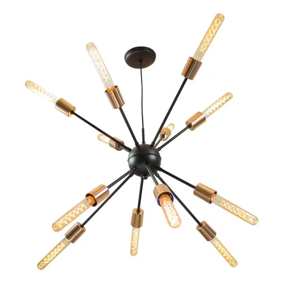 Pendente Sputnik Atom 70cm P/ 12 Lâmpadas E-27 St598 Estrutura Preto Foto 1