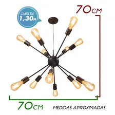 Pendente Sputnik Atom Preto + 12 Lampada Carbono St598 Foto mini 4