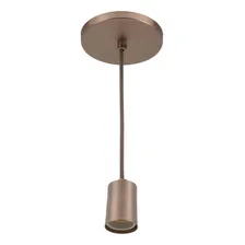 Pendente Tubo 1 Lmpada Metal Bronze Uno Attena Iluminao Foto  mini 1