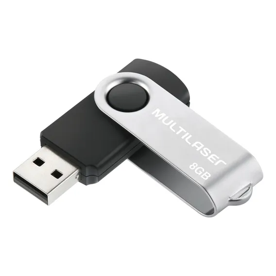 Pendrive 8gb Multilaser Pd587 Usb 2.0 Atacado Cor Preto/Prateado TWIST PD587 Foto 1