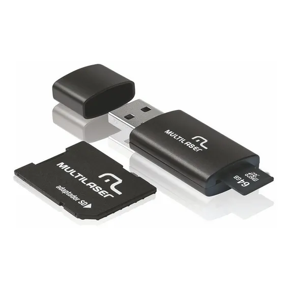 Pendrive + Adaptador Sd + Cartao De Memoria Classe 10 64gb Cor Preto Liso Foto 1