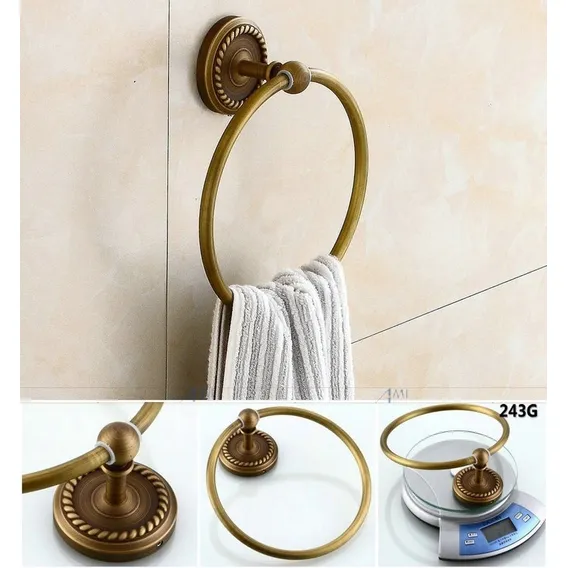 Pendurador Toalha Rosto Vintage Bronze Antigo Argola Foto 1