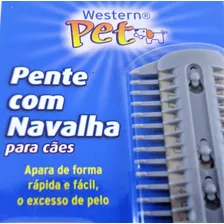 Pente Com Navalha Pet P/ Cães E Gatos 2 Lâminas Western Cor Cinza Foto mini  3