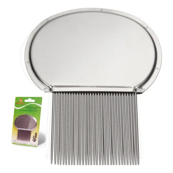 Pente E Base De Aço Inox Piolhos Lêndeas Blister Atacado Foto 1