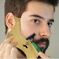 Pente Lualki Pente Alinhador Barba Impecável Modelador Alinhador Régua Bege Foto mini 2