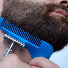 Pente Régua Alinhador Barba Bigode Desenvolvido Para Homens Pente Azul Foto mini 2