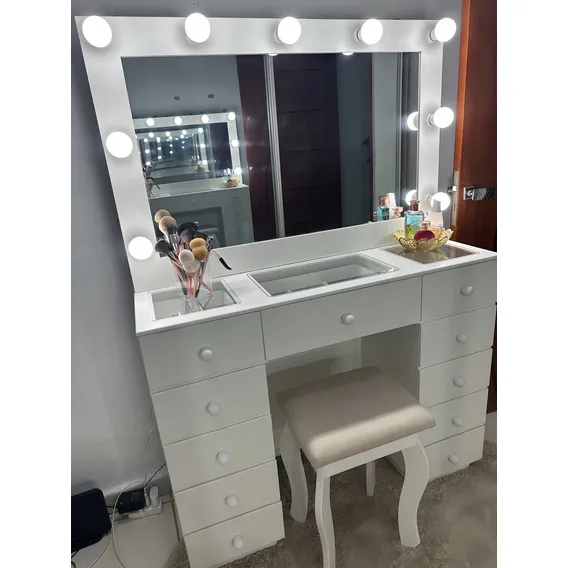 Penteadeira Camarin Branca Com Espelho Foto 1
