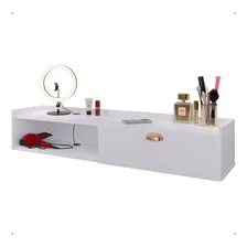 Penteadeira Classica 120cm Glamour Suspensa Com Porta E Passa Fios - Branca Foto mini  2