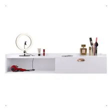 Penteadeira Classica 120cm Glamour Suspensa Com Porta E Passa Fios - Branca Foto mini 4