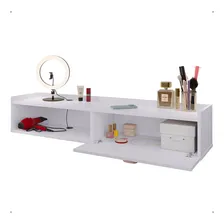 Penteadeira Classica 120cm Glamour Suspensa Com Porta E Passa Fios - Branca Foto mini  3