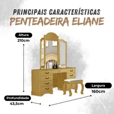 Penteadeira em Madeira Maciça Moderna Eliane com Banqueta Cor Imbuia Marca Bedroom Móveis Foto mini  2
