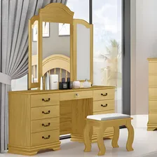 Penteadeira em Madeira Maciça Moderna Eliane com Banqueta Cor Imbuia Marca Bedroom Móveis Foto  mini 1