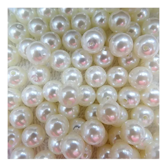 Perola Abs 10mm 12mm 14mm Creme Pedraria Vasos Aramados Liso Foto 1