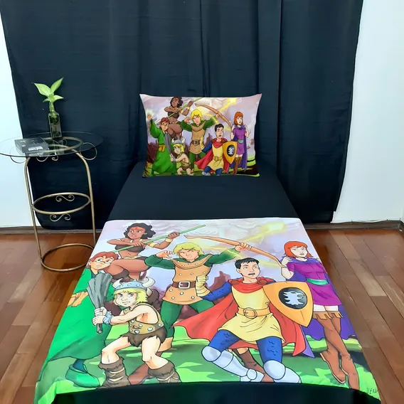 Personagem Infantil Lençol Caverna Do Dragão Desenho Animado Cor Preto Foto 1